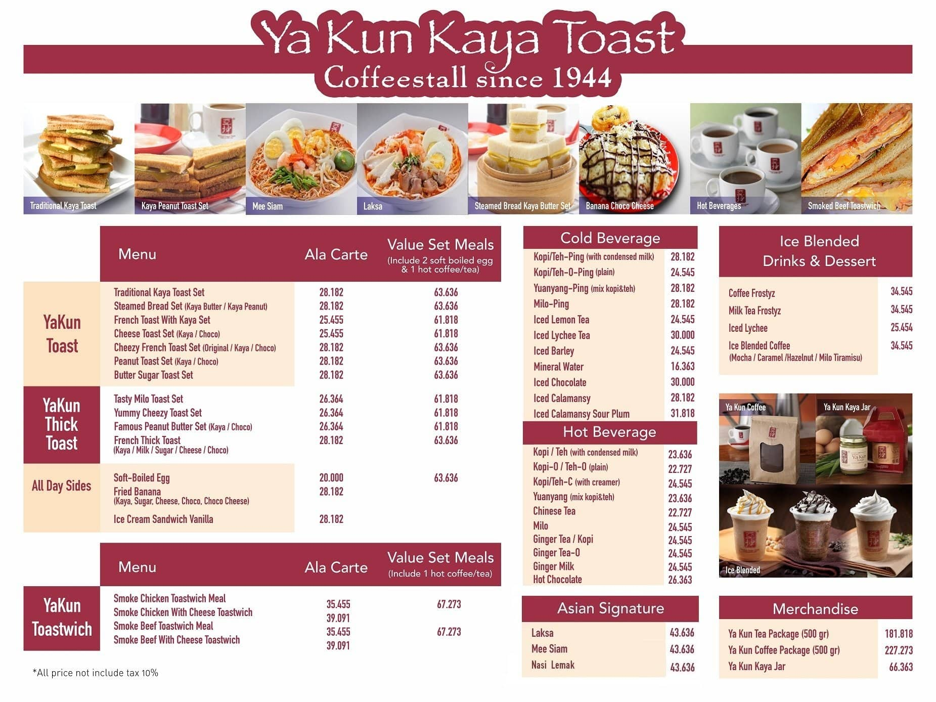 Yakun Kaya Toast Menu Singapore | J Furniture & Decoration