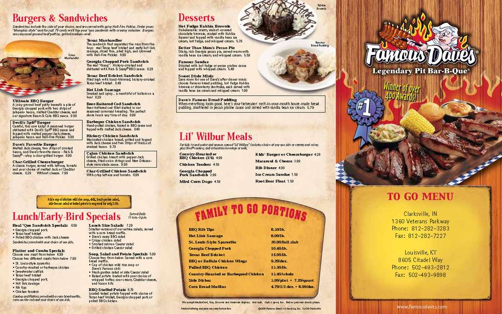 Famous Dave s Printable Menu Printable Word Searches