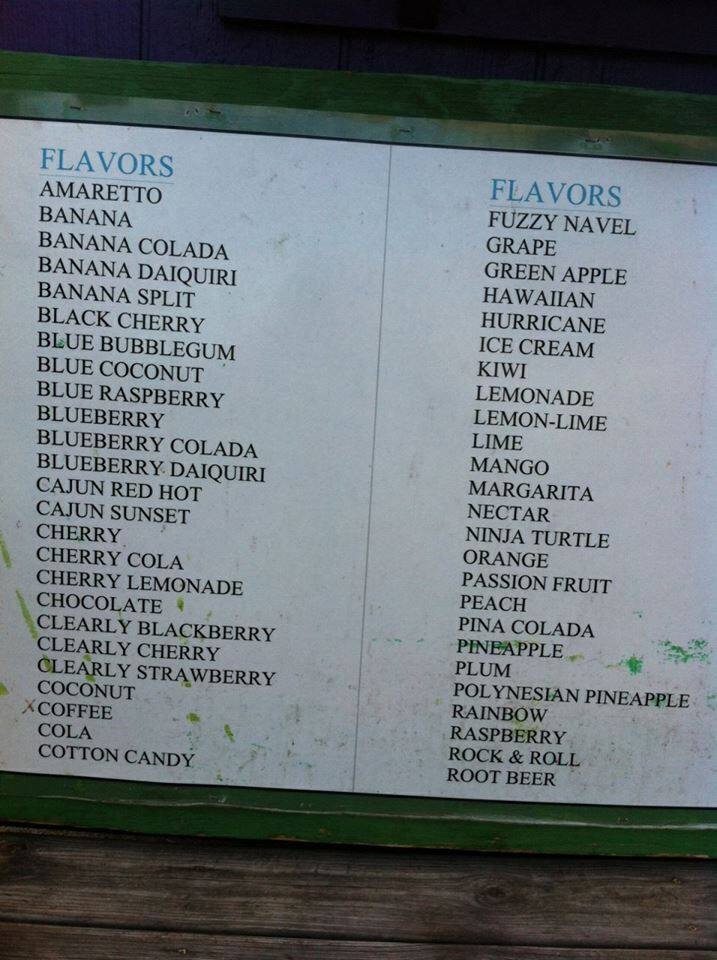 Cajun Sno Menu, Menu for Cajun Sno, Little Rock, Little Rock
