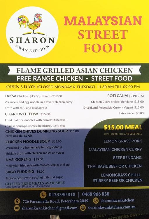 Sharon Kwan Kitchen Menu Menu For Sharon Kwan Kitchen Petersham Sydney