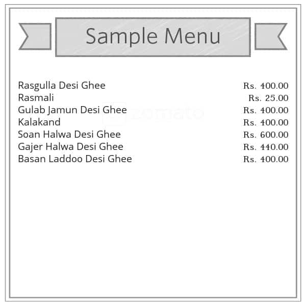 Kamaal sweet House menu