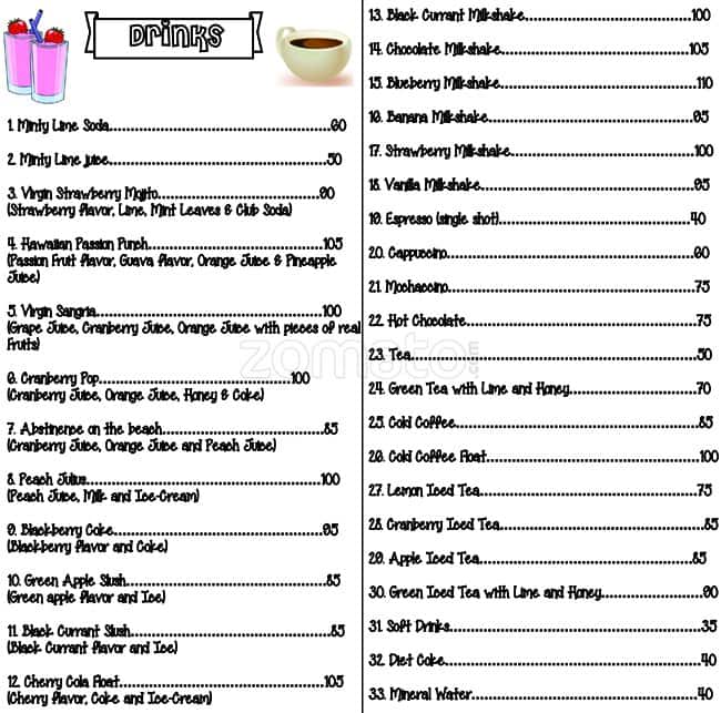 Greasy Spoon Menu, Menu for Greasy Spoon, HSR, Bangalore Zomato