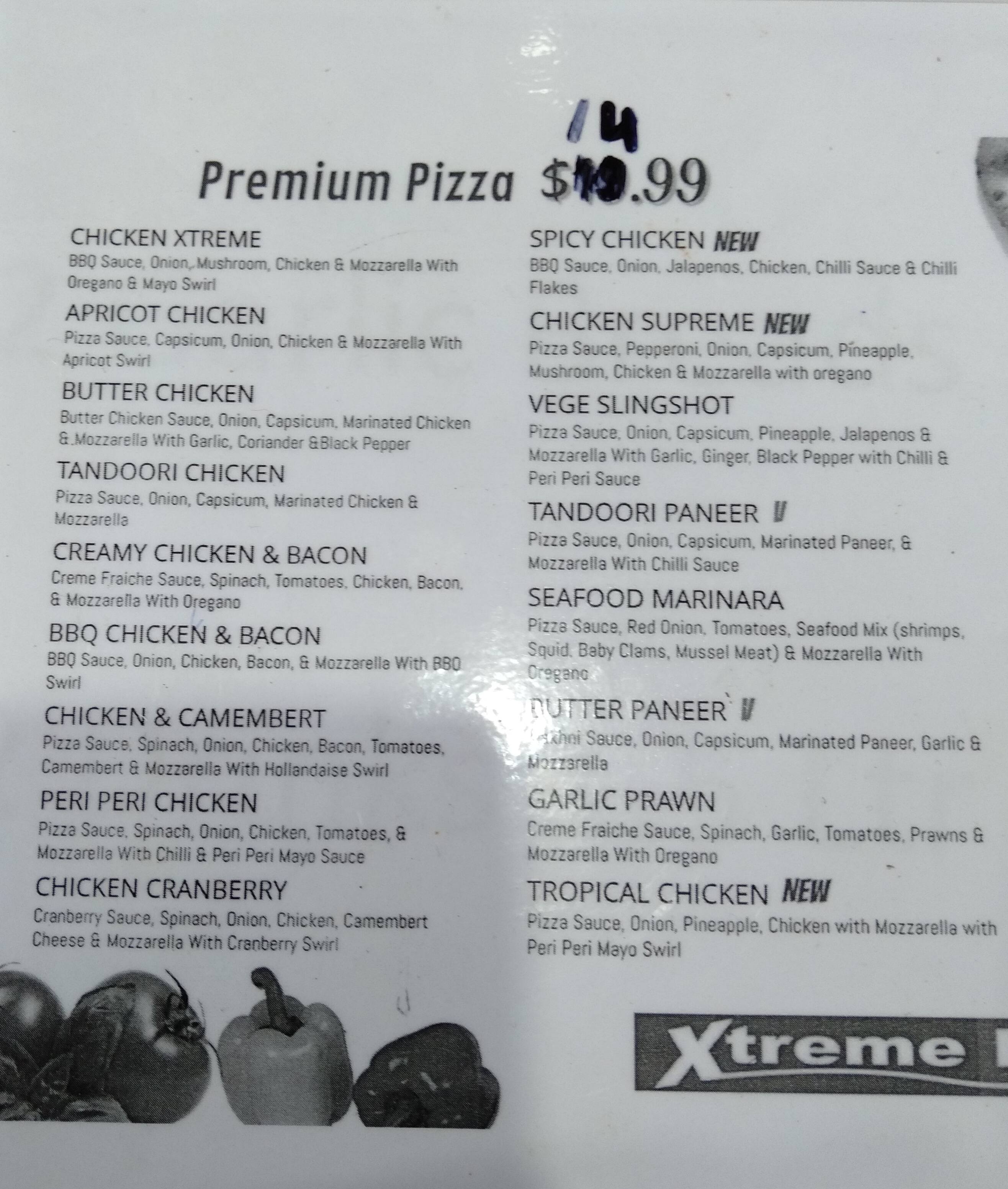 Menu at Xtreme Pizza pizzeria, Auckland, 459 Rd