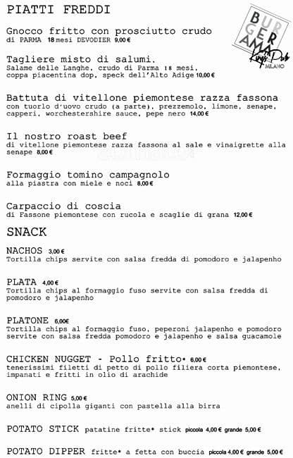 Menu di Burgerama 
