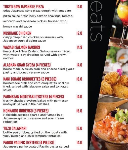 Kobe Jones Lime Street Sydney menu