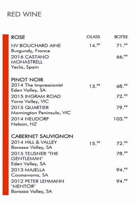 Kobe Jones Lime Street Sydney menu
