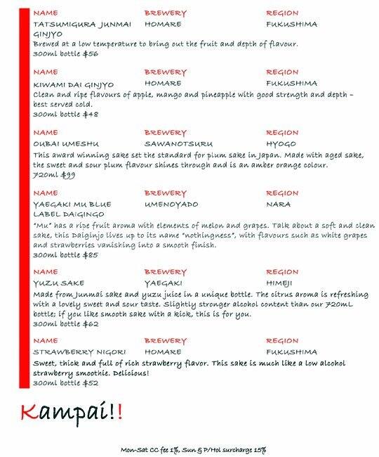 Kobe Jones Lime Street Sydney menu