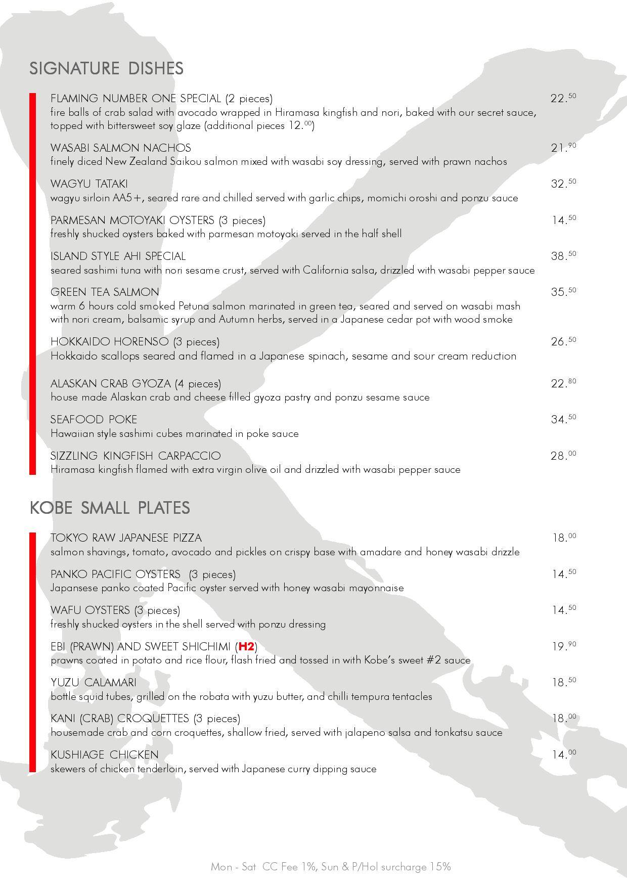 Kobe Jones Lime Street Sydney menu