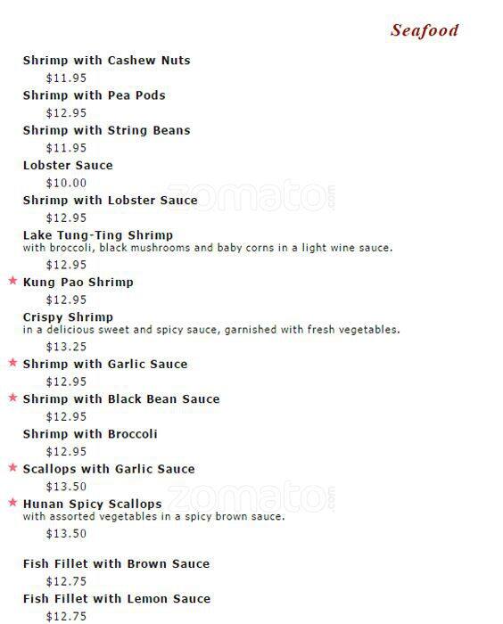 Hsin Hsin Cafe menu