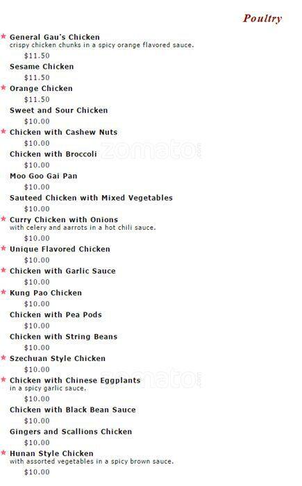 Hsin Hsin Cafe menu