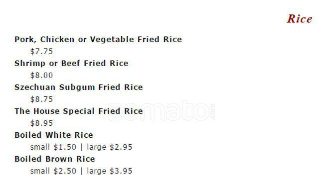 Hsin Hsin Cafe menu