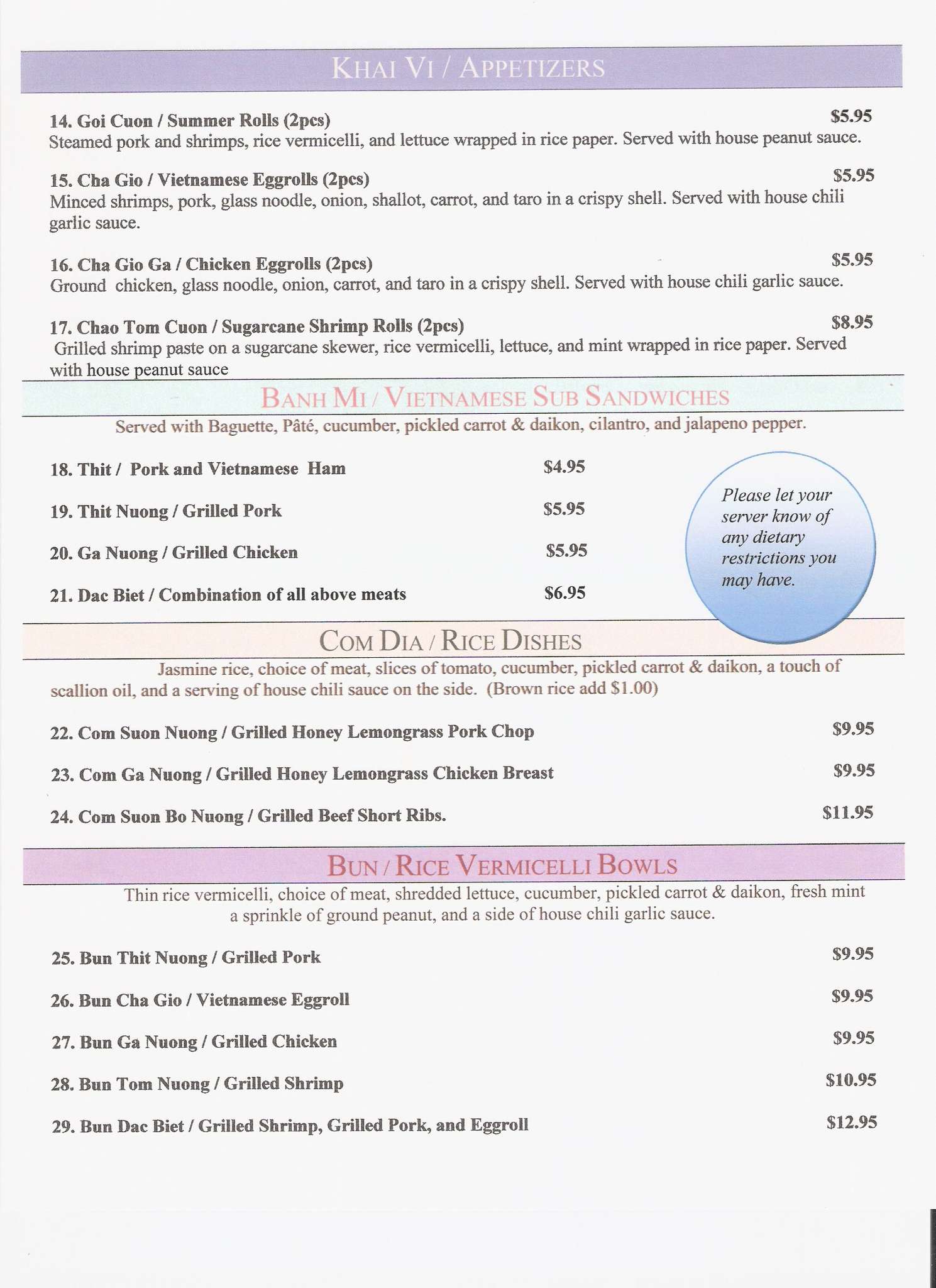 Pho Vi Menu, Menu for Pho Vi, Hollywood/Hallandale, Miami Urbanspoon
