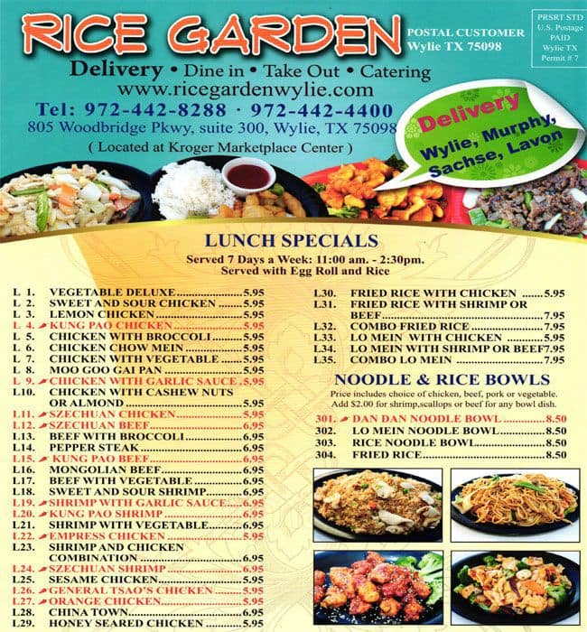 Rice Garden Menu Menu For Rice Garden Wylie Wylie