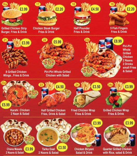 Menu at Al-Haad fast food, Southall, 147 The Broadway