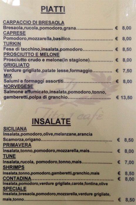 Menu di Tito 1 Cafè 