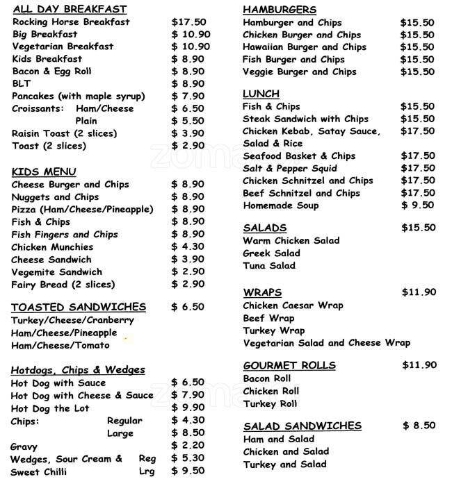 Menu at The Toy Factory Cafe, Gumeracha, 452 Torrens Valley Road