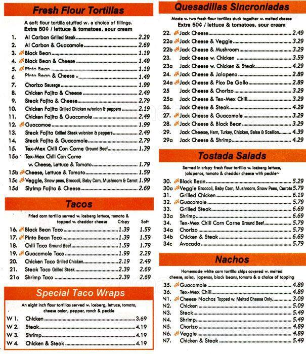 tortilla flats menu