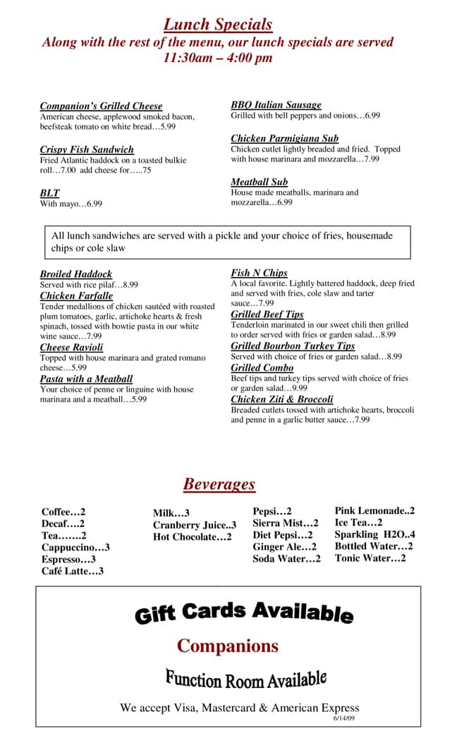 Carta de Companions Take Out