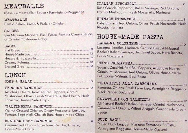 Winflo Osteria menu