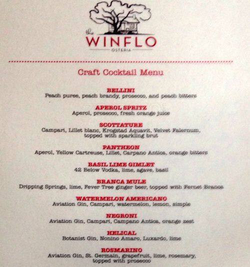 Winflo Osteria menu