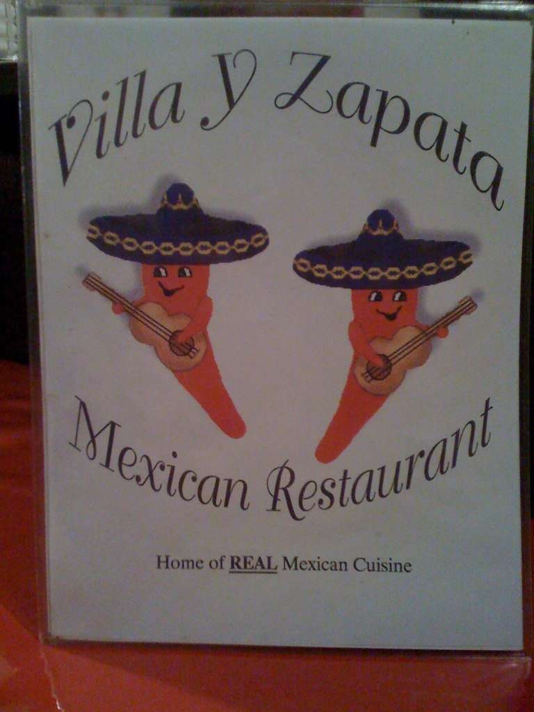 Menu at Villa y Zapata restaurant, Cleveland