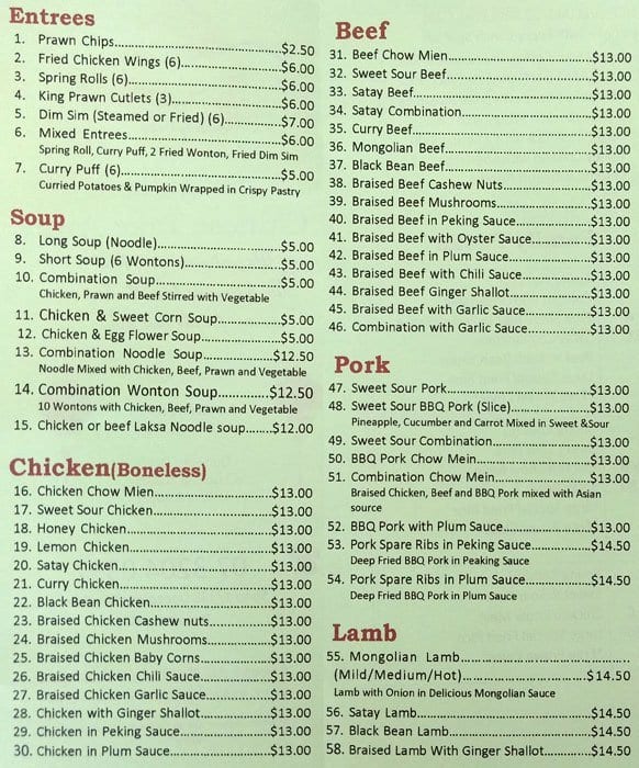 Seagulls Chinese Takeaway Menu - Urbanspoon/Zomato