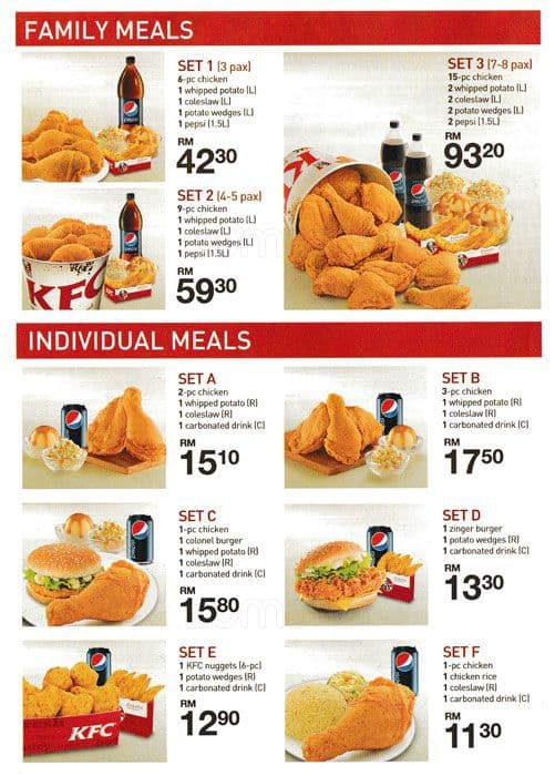 kfc menu prices malaysia