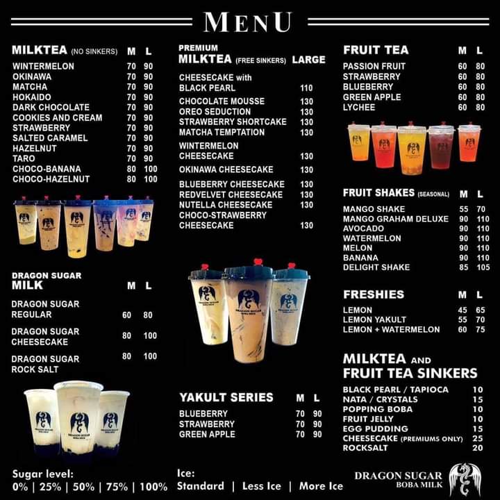 Dragon Sugar Boba Milk Menu Menu For Dragon Sugar Boba Milk Concepcion Malabon City