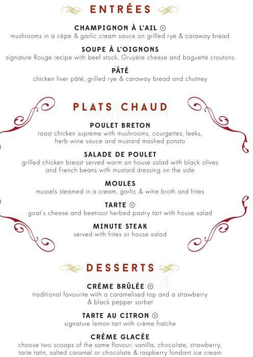 Menu at Café Rouge restaurant, London, 2 Lancer Square