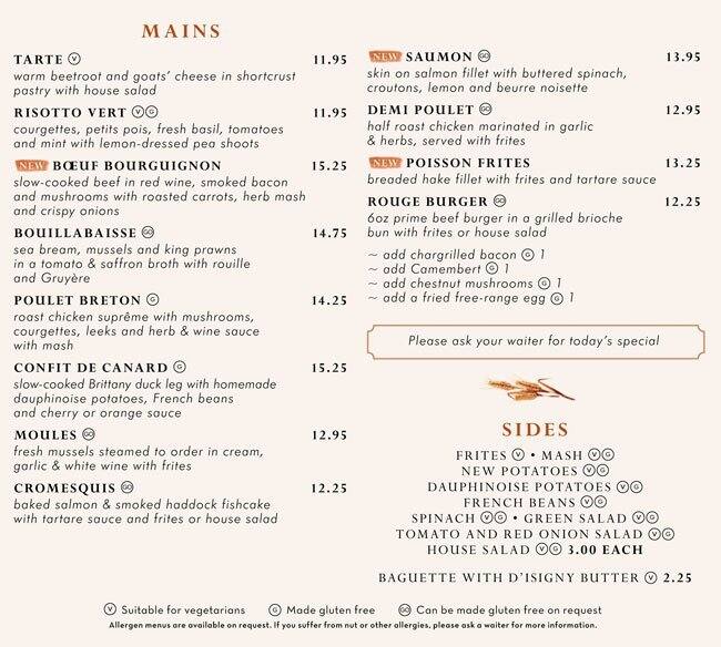 Menu at Cafe Rouge, Pinner, 1313a