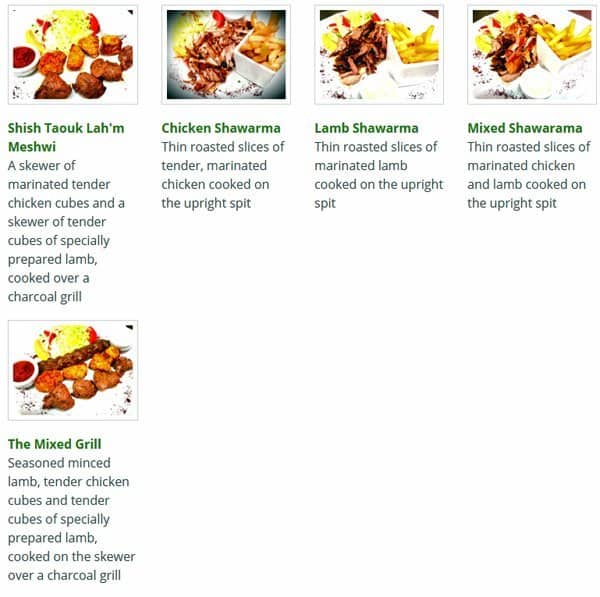 Cedar Tree menu