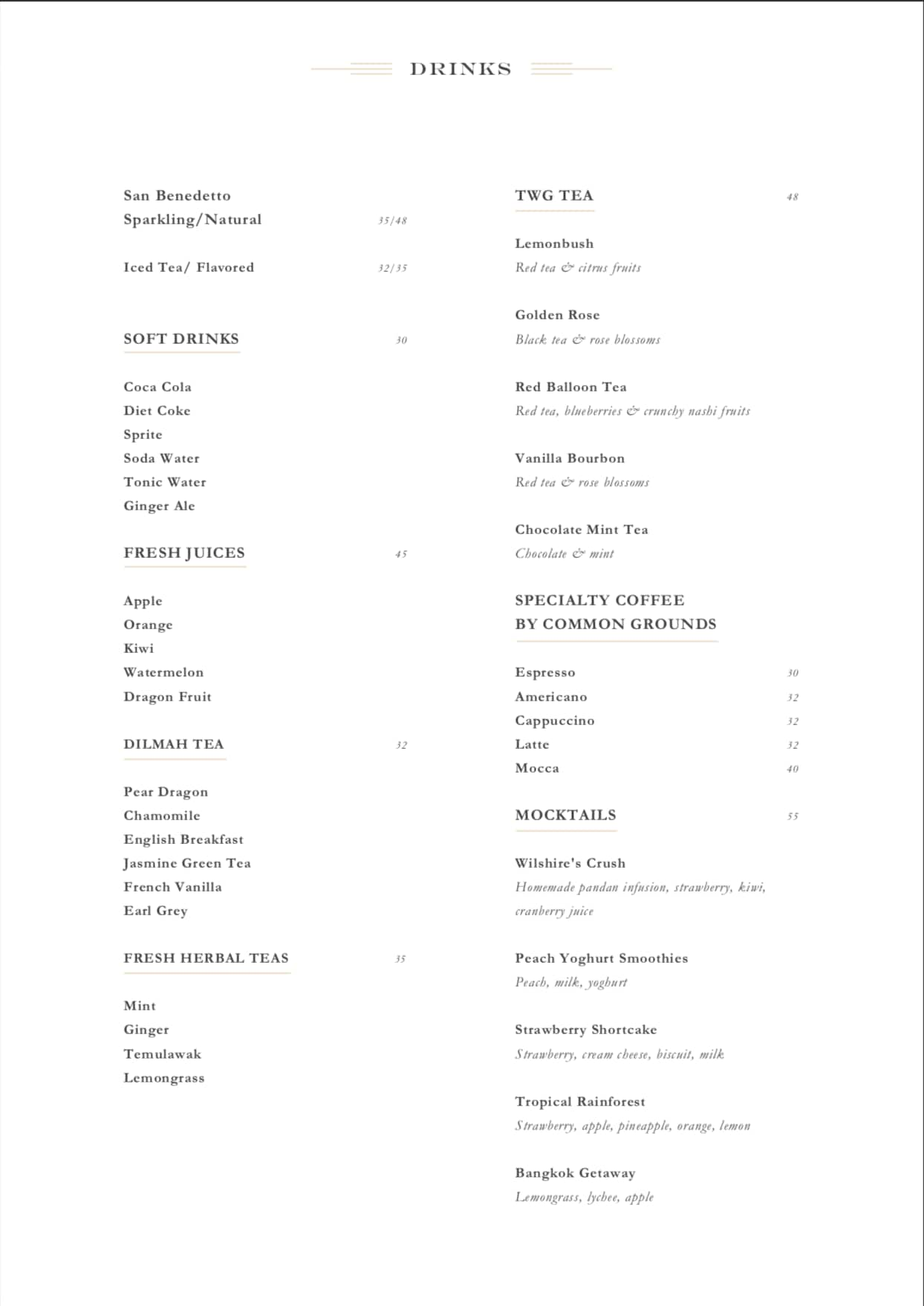 Wilshire Menu, Menu for Wilshire, Senopati, Jakarta - Zomato Indonesia