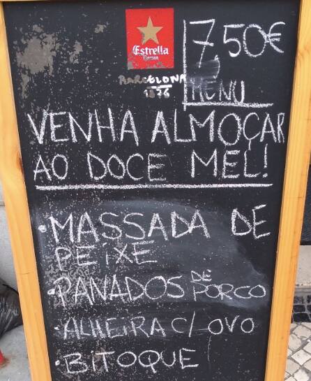 Doce Mel menu
