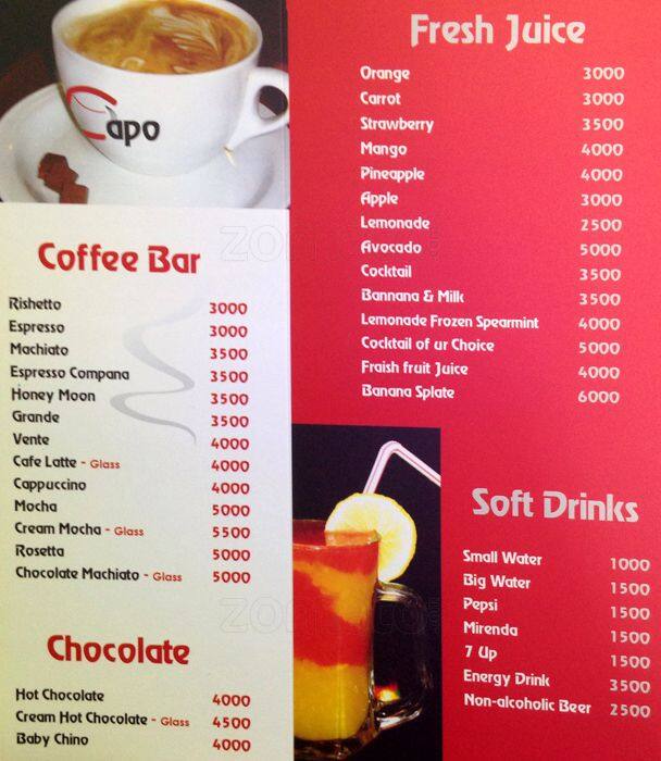 Carta de Capo Cafe