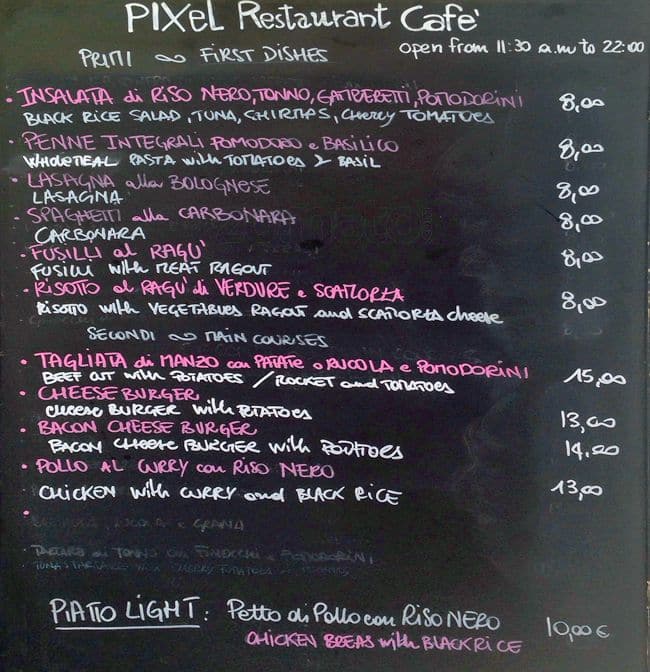 Menu di "pixel Cafe" 
