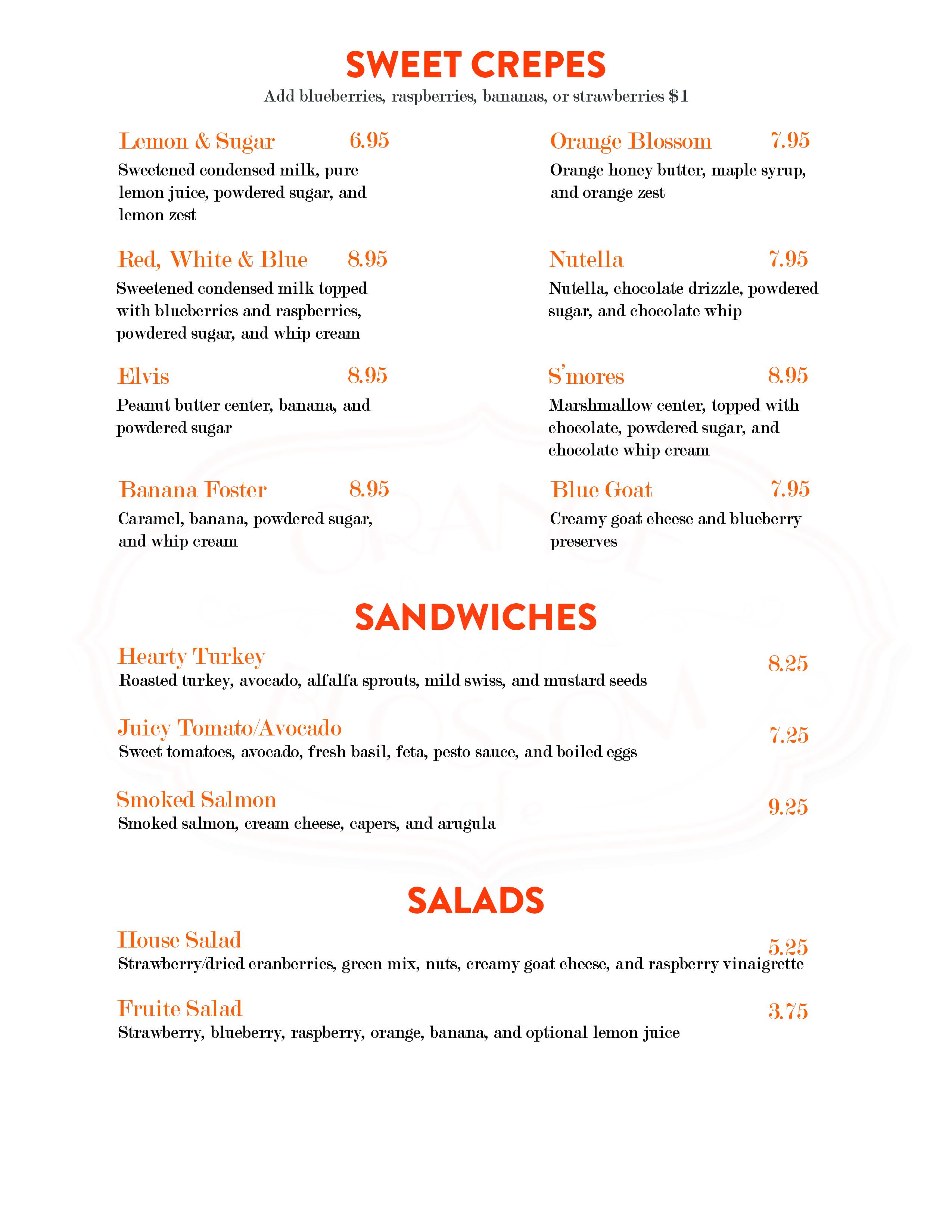 Orange Blossom Cafe Menu, Menu for Orange Blossom Cafe, Solana Beach, San Diego Urbanspoon/Zomato