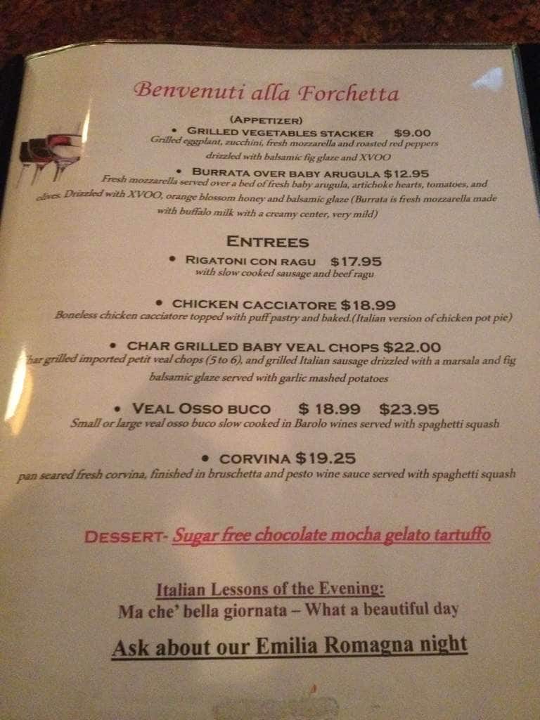 La Forchetta Menu, Menu for La Forchetta, Stuart, Treasure Coast