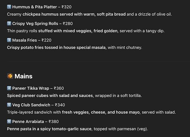 Menu