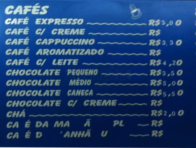 Planeta Tropical cardápio