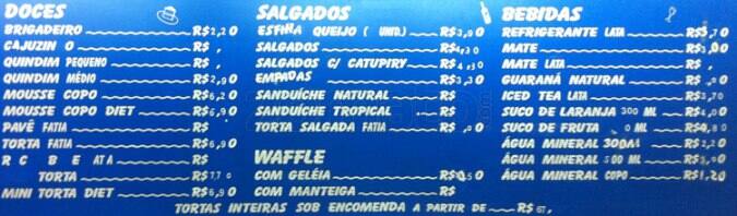 Planeta Tropical cardápio