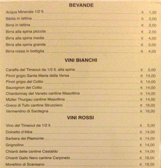 Menu di Time Out Isola 2 