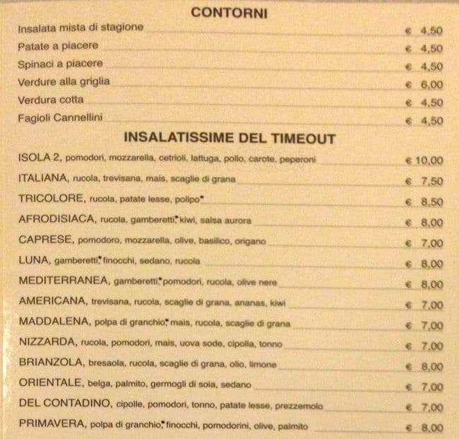 Menu di Time Out Isola 2 