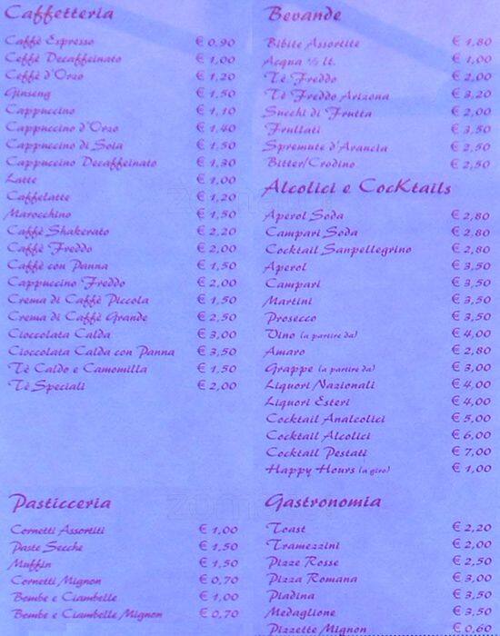 Menu di Marinari Caffè 