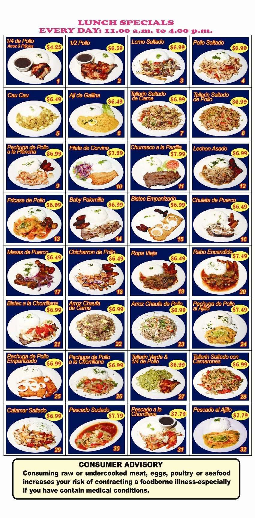 Menu at Cabo Blanco restaurant, Hollywood, Johnson St