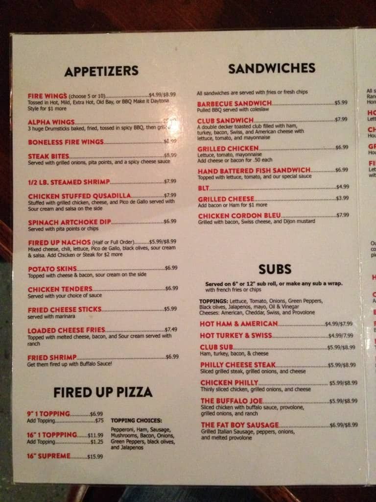 Fired Up Rock Bar & Grill Menu Urbanspoon/Zomato