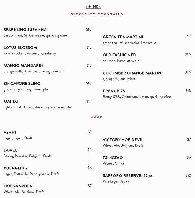 Menu at SuGa pub & bar, Philadelphia