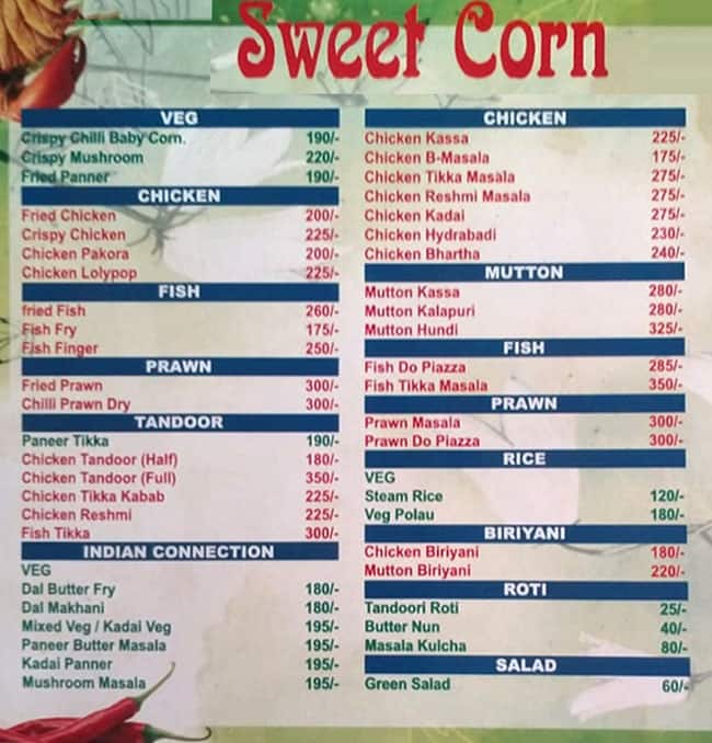 Sweet Corn menu