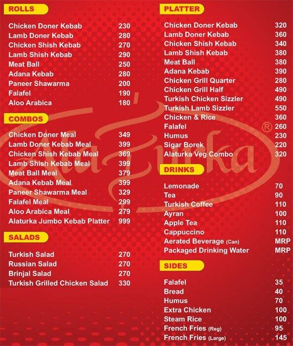 Alaturka Menu, Menu de Alaturka, Saket, New Delhi Zomato