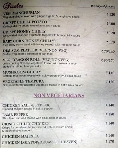 Sizzlers menu