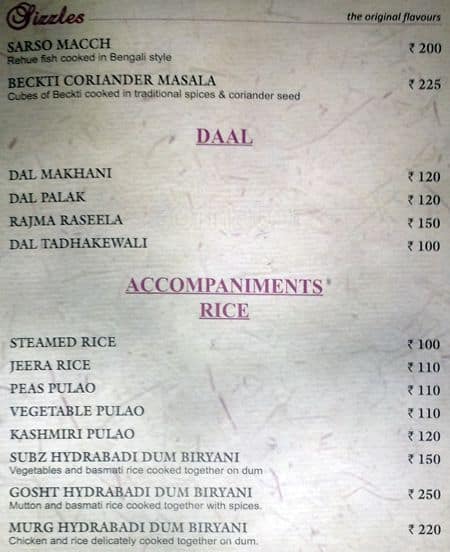 Sizzlers menu